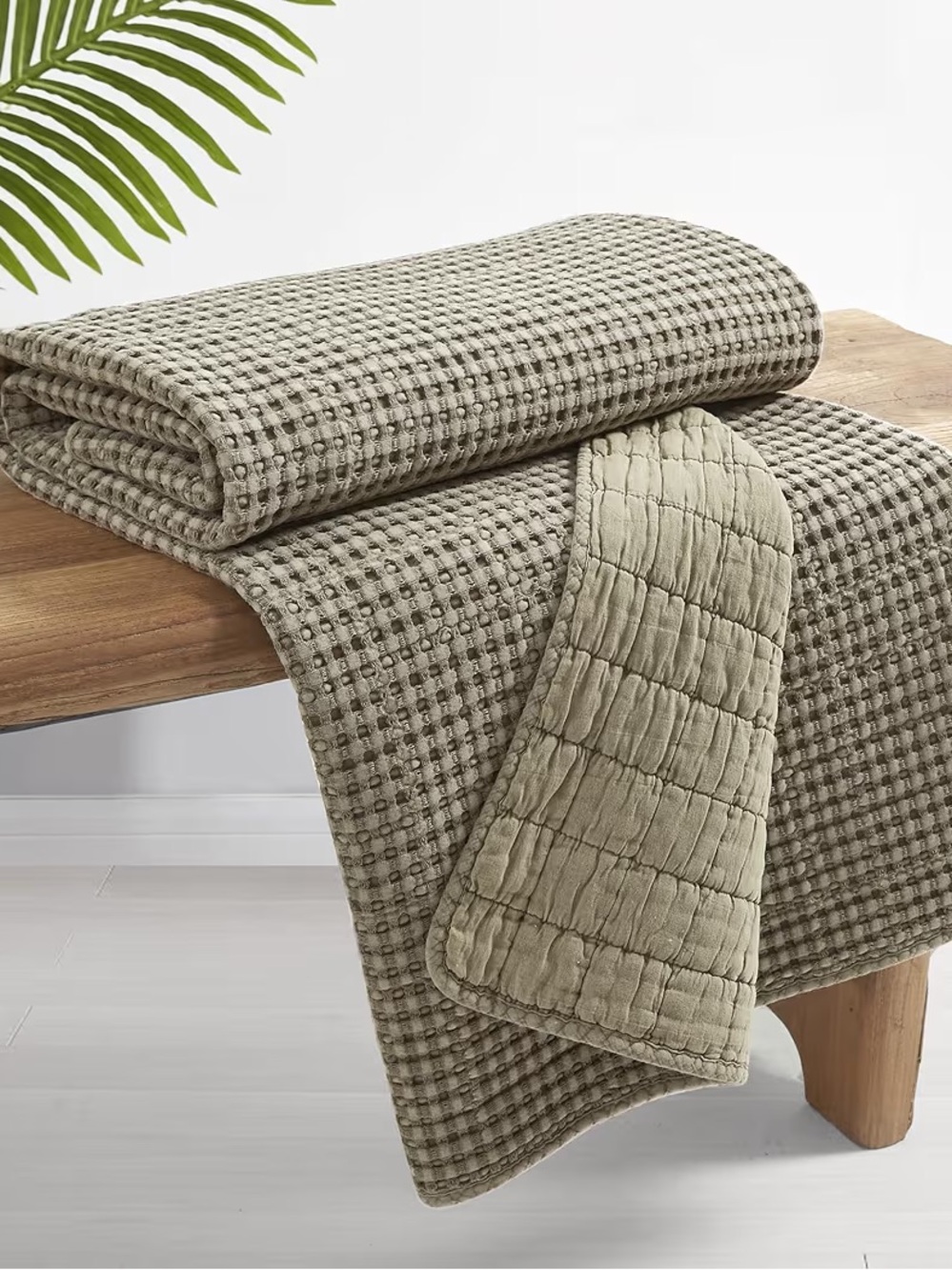 Levtex Home - Mills Waffle - Throw - Taupe Cotton Waffle - Throw Size 50 x 60in.